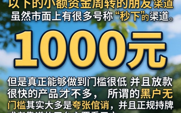 1000额度秒下款的口子，精选5个黑户借钱0门槛极速下款软件