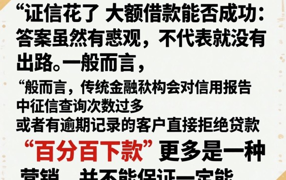 征信花了能大额借款吗，鼎力推荐5个无视黑户百分百下款口子