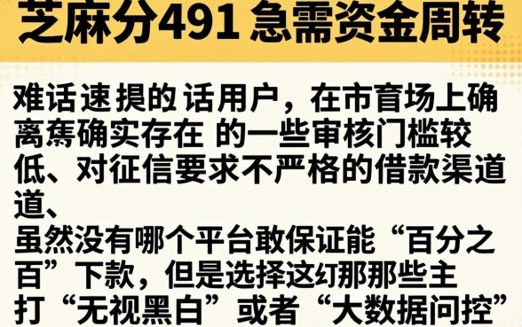 芝麻分491分借款口子，详尽说明五个借钱无视黑白100%秒下软件