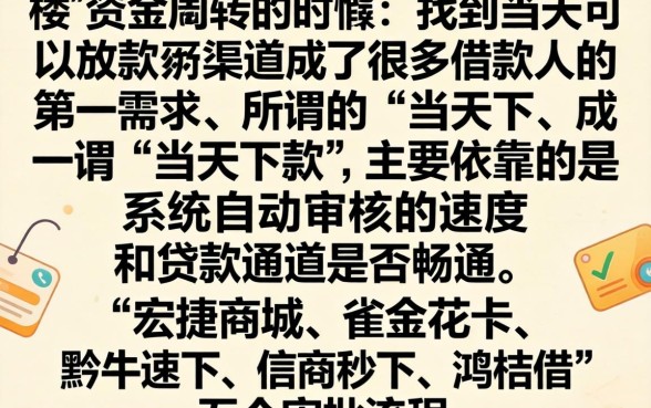 当天下款的贷款口子，诚意推荐五个无忧速借当天放款的软件
