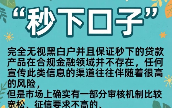 秒下的口子2026，陈列五个无视黑白的网贷口子