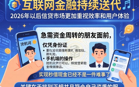 贷款新口子2026年后，倾情分享五个手机身份证秒借现金的软件
