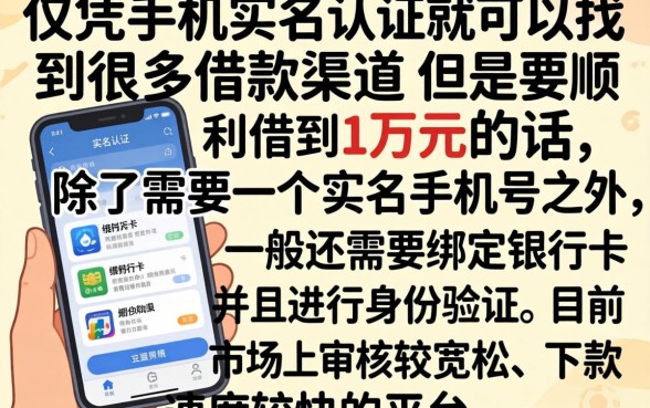 手机实名可以借款的口子，条列5个APP容易借款1万块的app