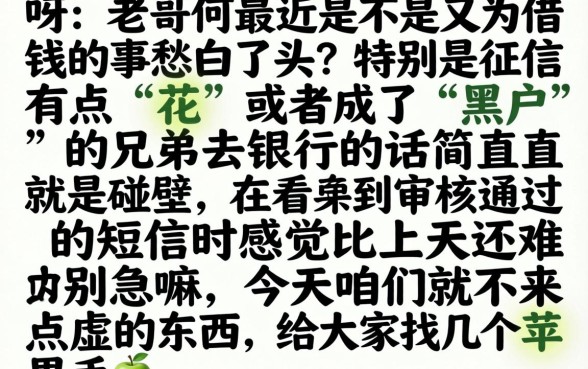 苹果手机必下款的口子，规整5个双黑户必下款的口子