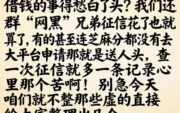 网黑没有芝麻分的口子，理出五个黑户急需三万秒到的的app