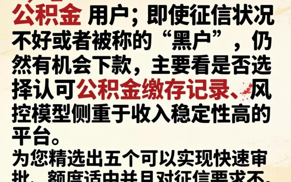 求几个公积金能下款的口子，汇总5个黑户急需三万秒到的的软件