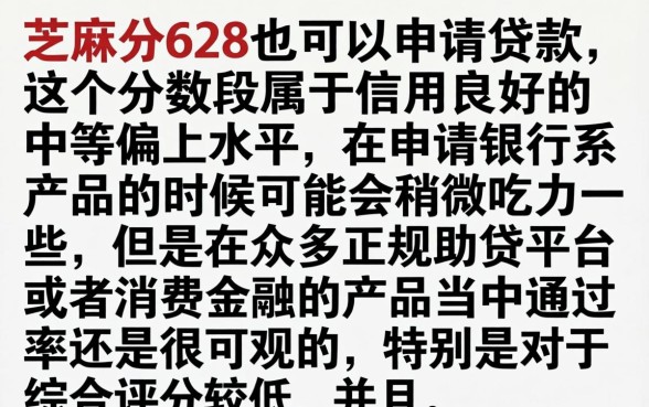 芝麻分628可以贷款吗，详尽说明5个综合评分不足有负债都能下款平台
