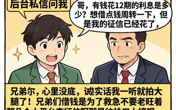 有钱花12期利息是多少，整理5个黑户烂户秒下一万