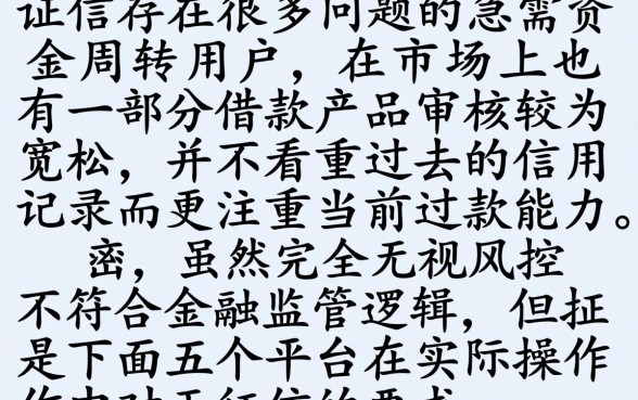 2026征信差能下的黑口子，精选五个真正无视风控黑白的网贷app