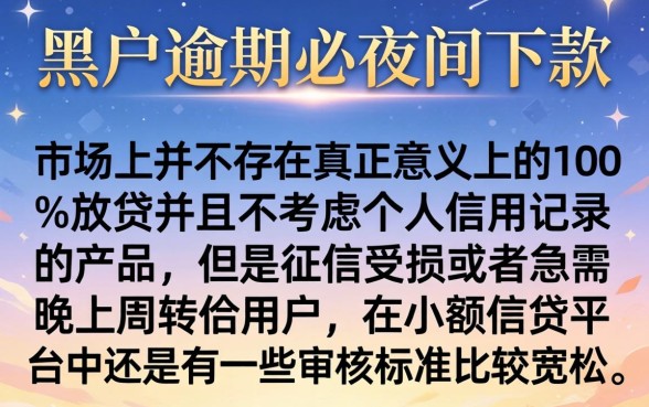 黑户逾期必夜间下款，枚举5个无视征信黑白100%秒下网贷口子