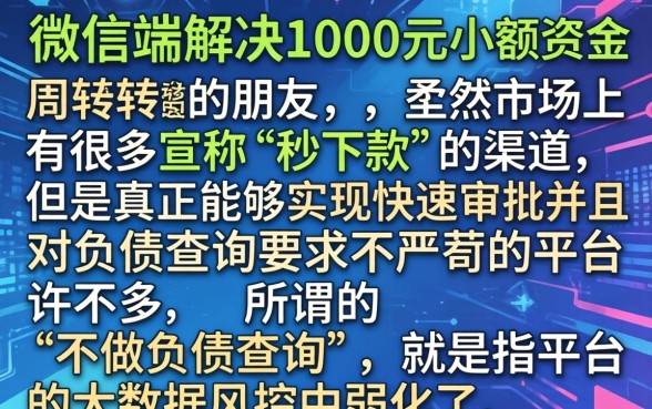 微信秒下款1000的口子，细致阐述五个不看负债查询的平台