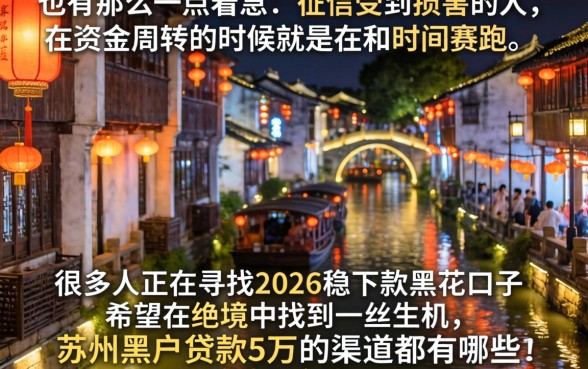 2026稳下款黑花口子，倾情分享五个苏州黑户贷款5万的口子