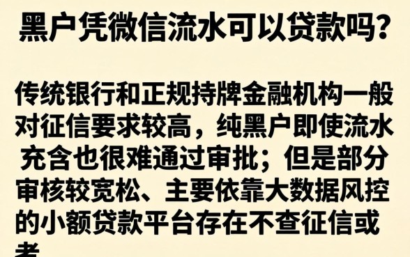 黑户微信流水可以贷款吗，条列5个小额贷款不查征信的口子