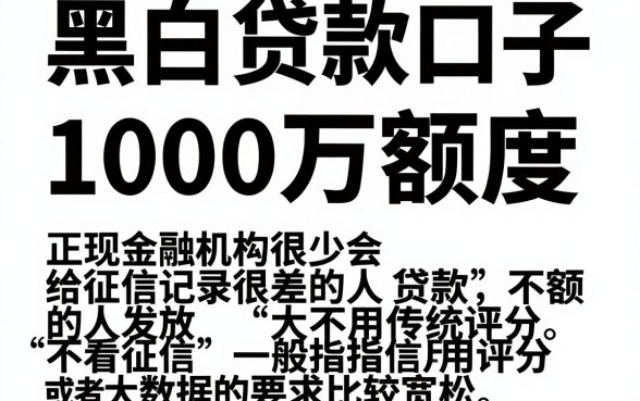 黑白贷款的口子1000万，归纳5个不看征信查询的app