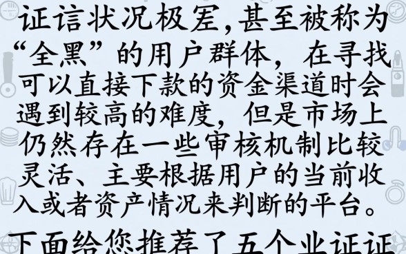 全黑能下款的口子，精选五个黑户都能下的软件