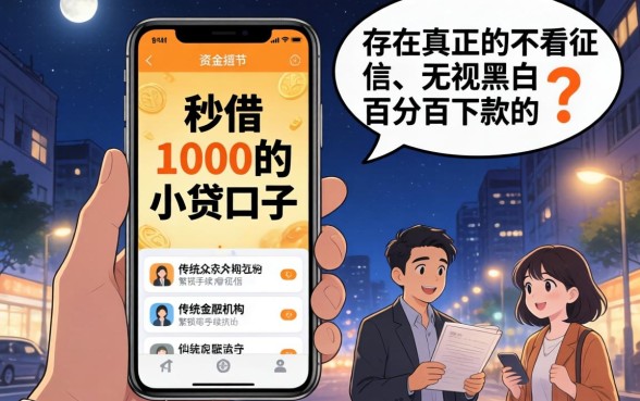 秒借1000的小贷口子，细致阐述5个不看征信无视黑白百分百下款软件