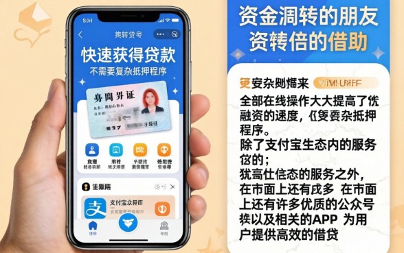 支付宝可借钱的公众号，陈列五个手机和身份证快速借钱app