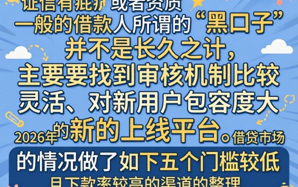 借款能下的黑口子2026，梳理五个新上线贷款平台门槛低口子