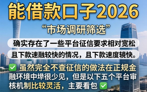 能借款的口子2026，筛选五个不查征信好下款的网贷口子