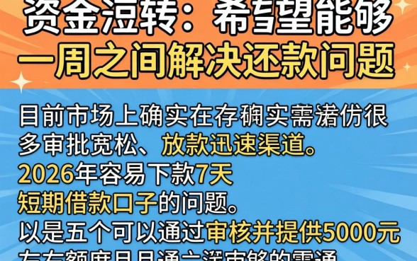 7天贷款口子好下款的2026，细致阐述5个5000块贷款秒下口子