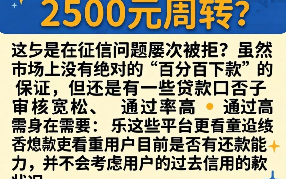 贷款2500必过的app，概览5个黑户百分百不拒的2000借款口子