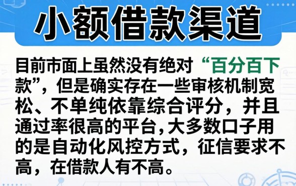 好下款的小额借款口子吗，概括五个不看综合评分的网贷百分百下款口子