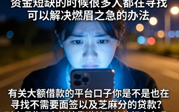 大额借款的平台口子，整理五个不用面签和芝麻分的贷款口子