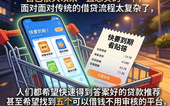 推荐比较好的贷款，详细阐述五个可以借钱不用审核的平台