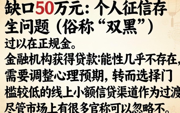 急需50万做什么都可以，条列五个无视双黑能下款的口子