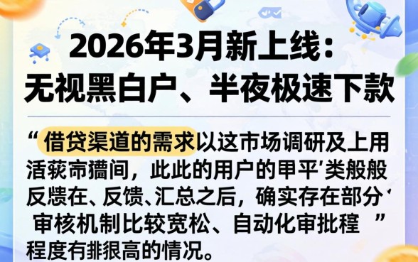 2026三月份新口子，深入剖析五个无视黑花半夜下款的网贷平台