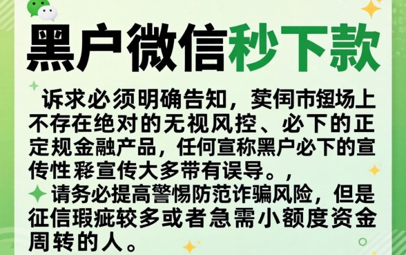 黑户微信秒下款的口子，陈列5个无视风控8000必下口子