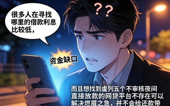 哪儿借款利息最低，胪列5个不审核夜间直接放款的网贷平台