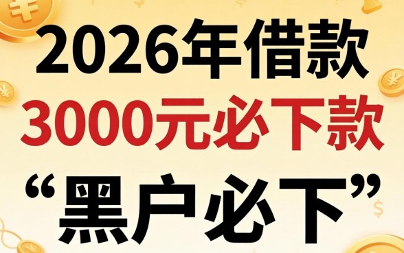 2026借款3000必下款，甄选5个黑户借款必下口子