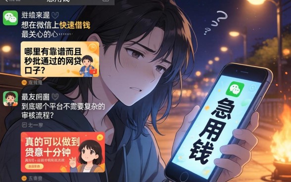 想在微信上快速借到钱，陈列5个秒批通过的网贷口子
