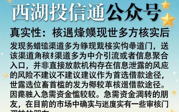 西湖投信通公众号真的假的，归集五个无视黑白户秒下款app
