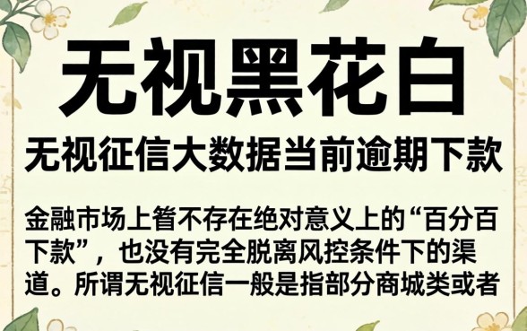 无视黑花白的商城口子，倾情分享5个无视征信大数据当前逾期下款的口子