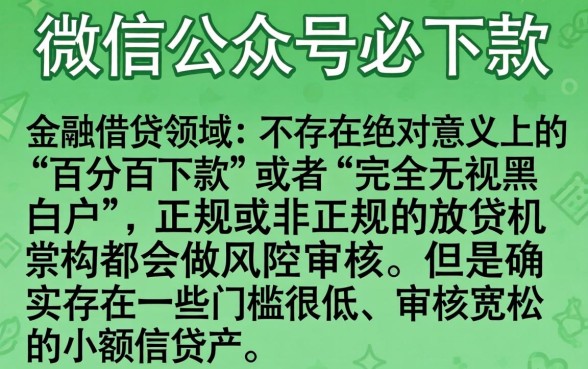 微信公众号必下款的口子，筛选5个百分百下款无视黑白户口子