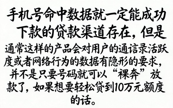 只是手机号命中能下款的口子，归集5个轻松贷10万的app