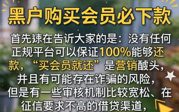 黑户购买会员必下款的口子，概括5个低门槛不查征信的平台