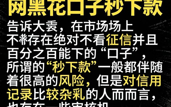 网黑花口子秒下款，胪列5个征信花居然都下款了的平台