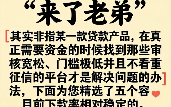 来了老弟容易下款吗，陈列五个低门槛不查征信的口子