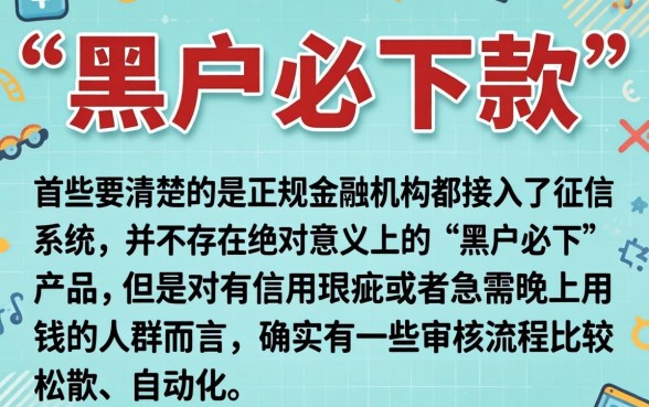 黑户新口子必下款2026，详细阐述5个不审核夜间直接放款的网贷口子
