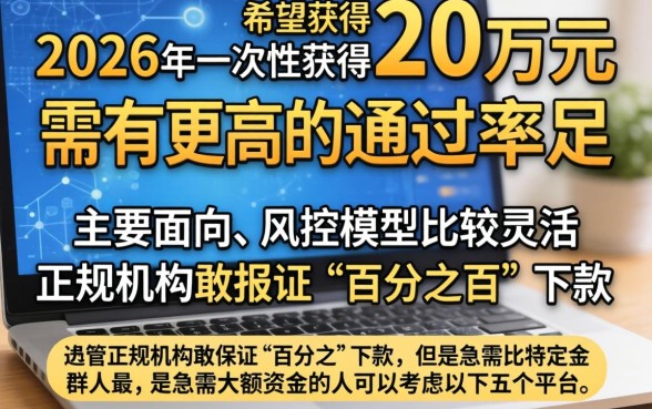 贷款20万2026年，甄选五个能百分百通过的网贷平台