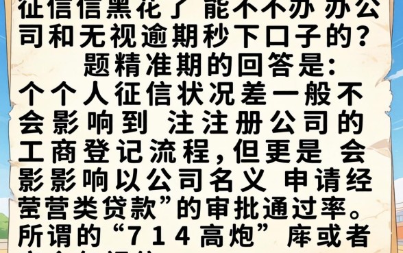 征信黑花了可以办理公司吗，归集5个714无视逾期秒下的口子