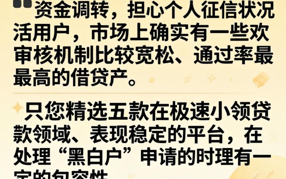 极速小额贷款借钱软件有哪些，细致阐述五个无视黑白户的贷款app