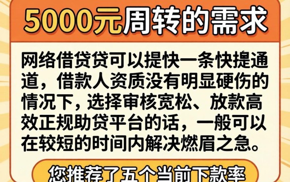 网上可以下款的口子，汇整5个5000块贷款秒下口子