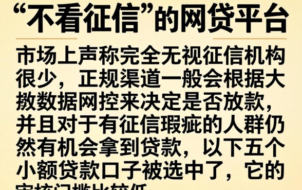 哪几个网贷不看征信的，甄选五个必下的小额贷款口子