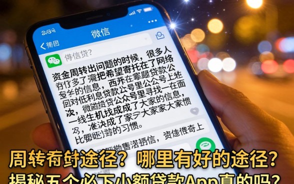 微信低利息贷款公众号，揭秘五个必下的小额贷款app