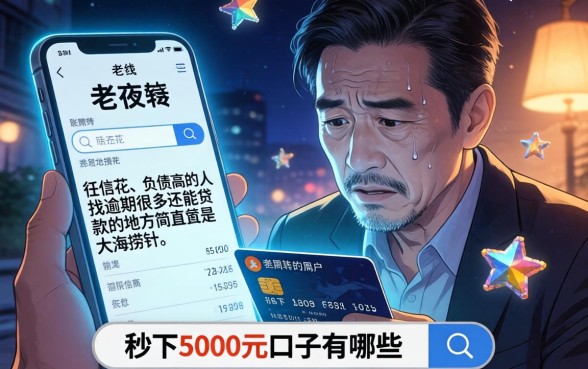 秒下5000的口子有哪些，条列五个逾期太多仍可下款的平台