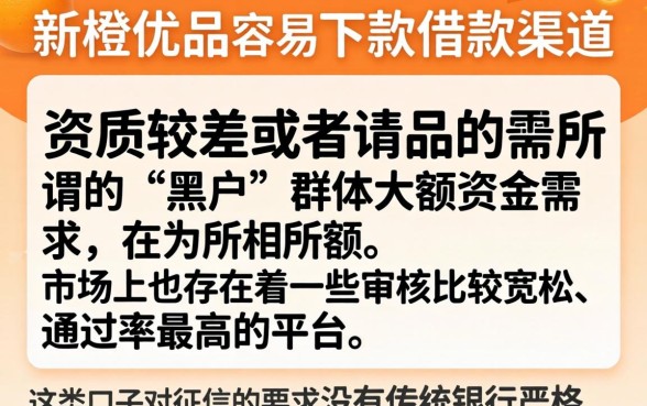 和新橙优品一样容易下款的口子，详细阐述5个黑户可以做大额贷款平台